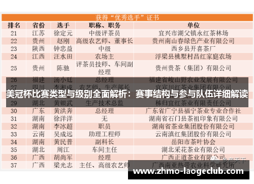 美冠杯比赛类型与级别全面解析：赛事结构与参与队伍详细解读